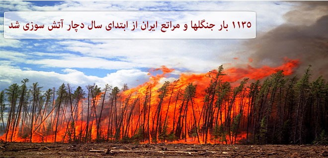 ۱۱۳۵ بار جنگلها و مراتع ایران از ابتدای سال دچار آتش سوزی شد