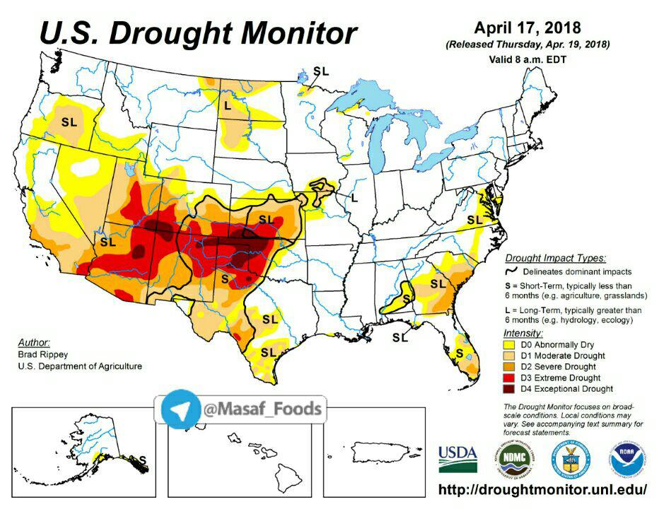 خشکسالی در نواحی جنوب ، مرکز و غرب آمریکا
