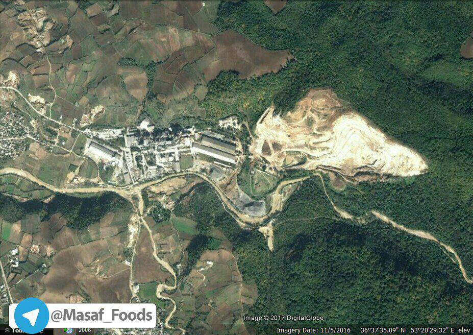 تصویر ماهواره‌ای از نابودی جنگل به وسیله کارخانه سیمان مازندران