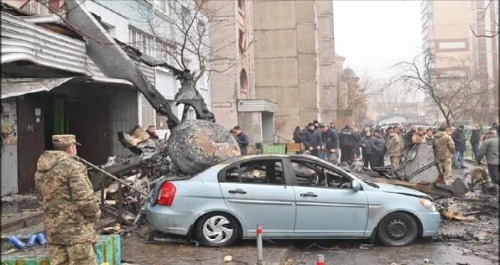 سقوط بالگرد حامل مقامات اوکراین/وزیر کشور و ۸ مقام ارشد دولتی کشته شدند