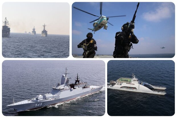 در شمال اقیانوس هند رزمایش مشترک دریایی با حضور ایران، روسیه و چین برگزار شد